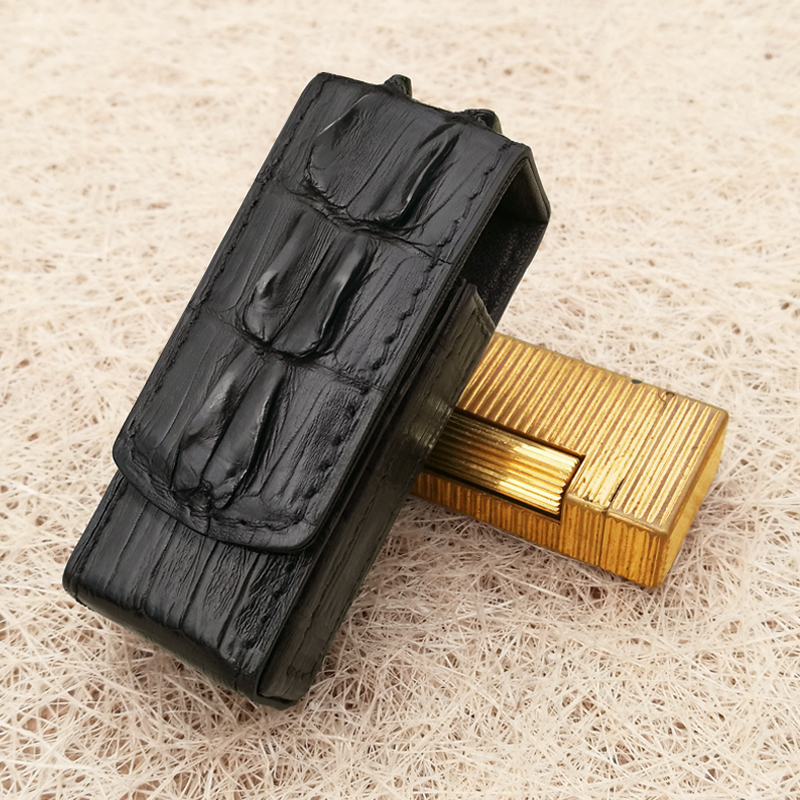 Handmade custom crocodile leather genuine leather lighter leather cover suitable for the special portable hanging waist protection lighter for climbing