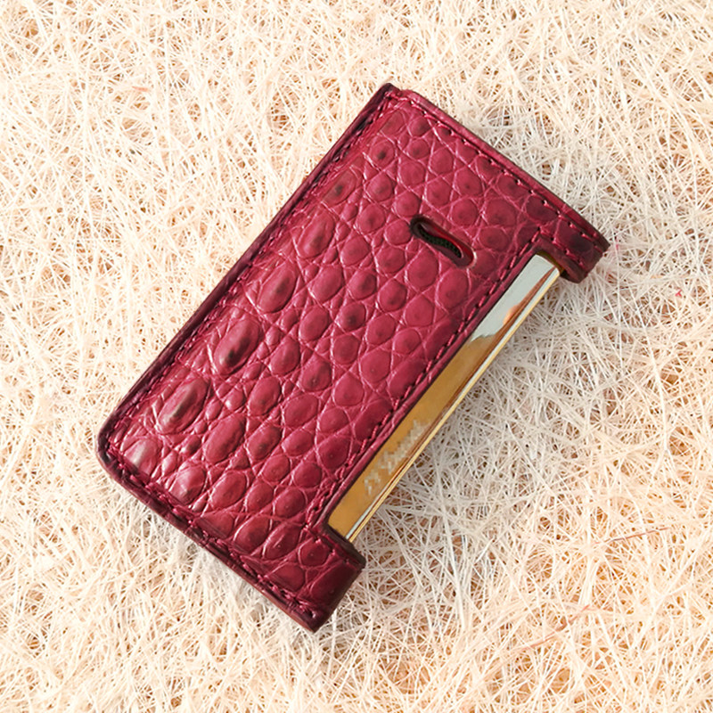 Lighter leather cover crocodile genuine leather handmade custom creativity windproof apply all Peng slim7 lighter protective sheath shell