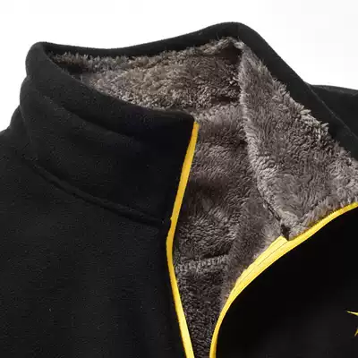 Outdoor autumn and winter fleece men's fleece cardigan double-sided velvet jacket inner warm and thick jacket