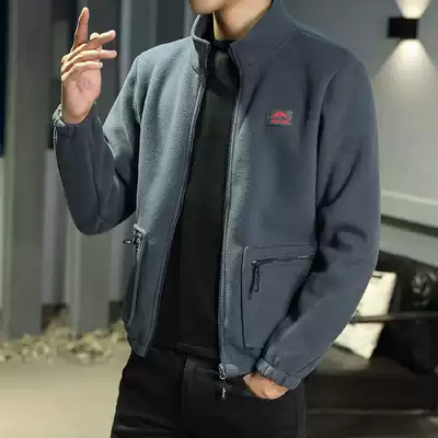Outdoor fleece jacket men's fleece jacket autumn and winter double topper jacket inner lamb wool thick cotton padded jacket