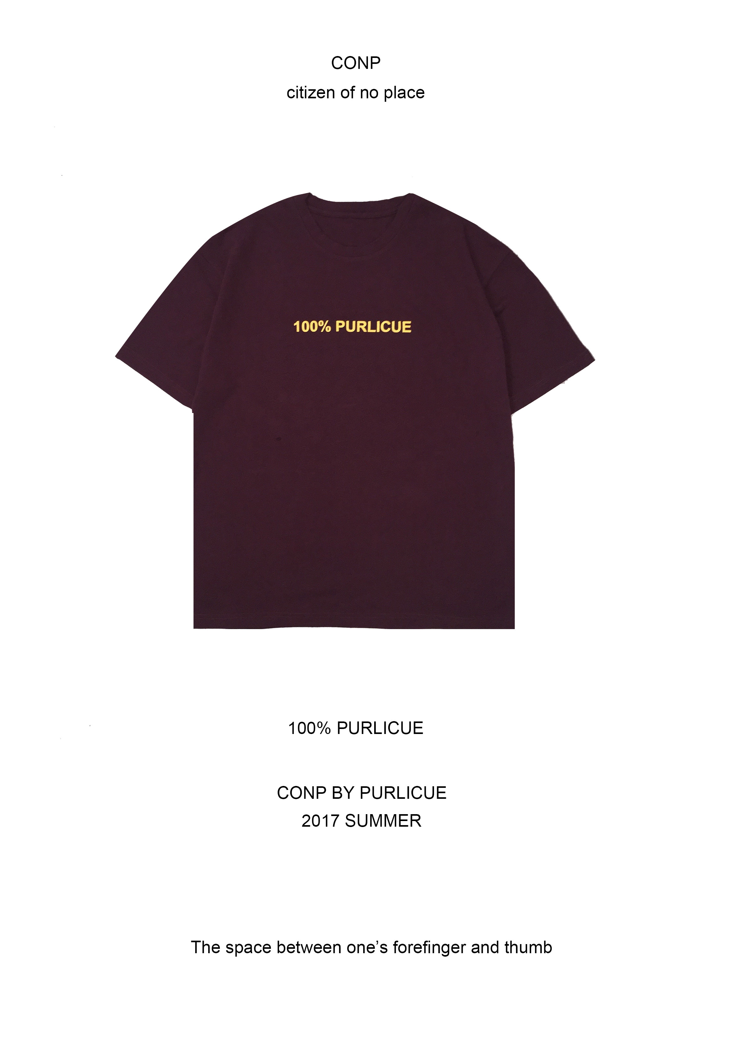 conpconp 苏五口新品全棉100%PURLICUE短袖T恤印花