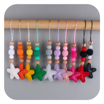 Creative DIY New Pint Colorful Pentagram Rainbow Pendant Wool ball Silicone Bead Key Buckle Hung Pendant Bag Pendant