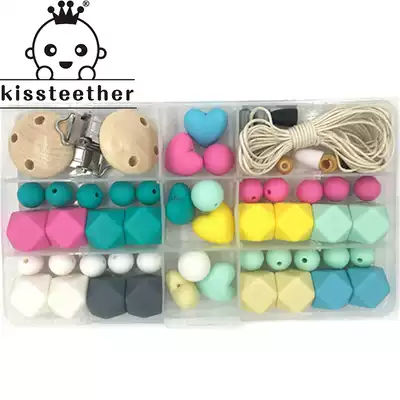 DIY silicone molar hexagon bead set baby care necklace pacifier chain bracelet hand accessories