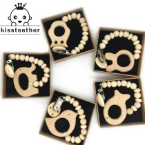 DIY baby molars Beech animal toy log beads pacifier chain