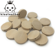 20mm flat double-hole woolen solid wood wood wood wood sheet wood bead handmade DIY lacquer art painted matching material