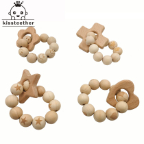 Baby handmade tooth gum beads baby creative tooth bite machine tooth stick beech wood cartoon educational toy