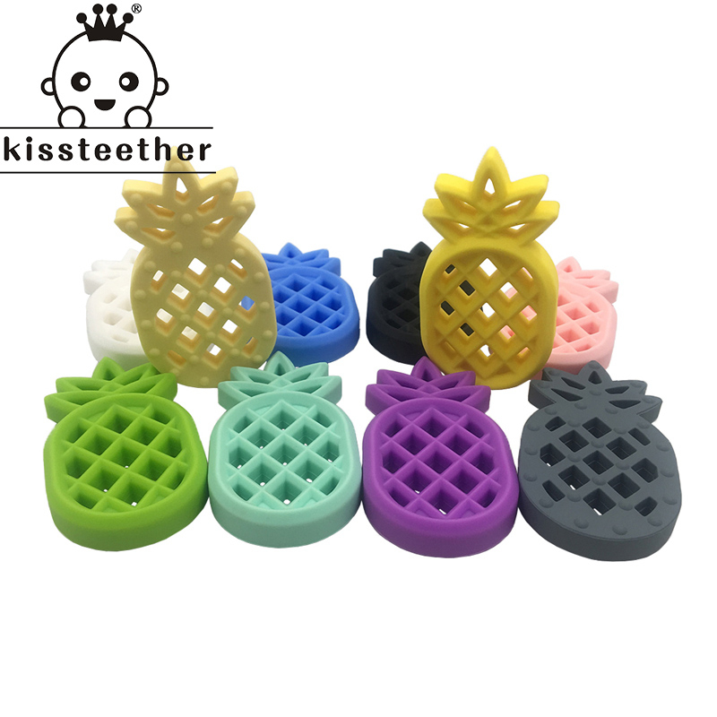 Boilable Silicone Teeth Fixer Toys Food Grade Silicone Colorful Pineapple Chews Baby Soothing Teething Toys