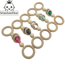 Multi-color pacifier chain DIY baby molars wooden ball toy beads