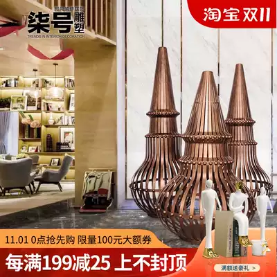 Hotel porch soft decorations floor ornaments modern metal iron sculpture craft gifts decoration abstract art gourd