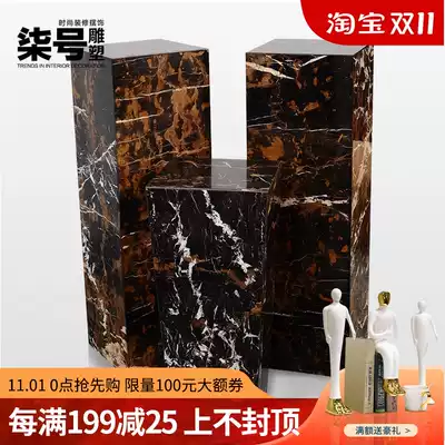 Marble sculpture base Afghanistan black Golden Flower Hotel sample house display center living room decoration porch decoration display table