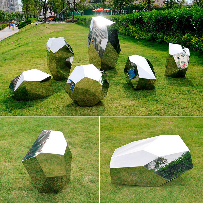 Hotel Lobby Villa Entrance Garden Decoration Furnishing Stainless Steel Stone Sculpture Pendulum custom metal artwork