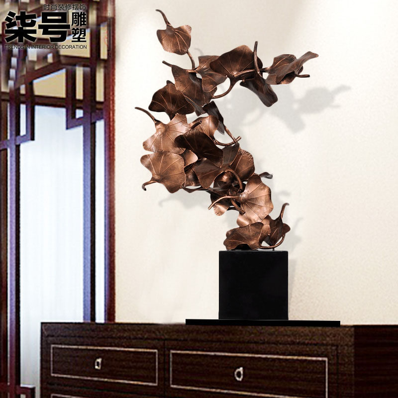 Metal desktop porch decoration hotel living room model room simulation ginkgo leaf iron sculpture soft decoration craft gift decoration