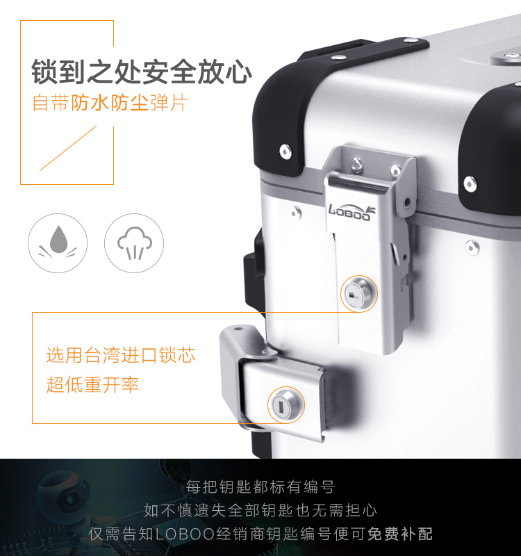LOBOO củ cải xe máy bên hộp DL250 phát hành nhanh chóng hợp kim nhôm hộp đuôi hợp kim nhôm không thấm nước hộp phía sau hộp - Xe gắn máy phía sau hộp cốp gắn sau xe máy