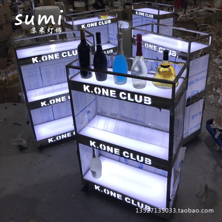 LED Luminous Wine Cabinet Double Champagne Cabinet LED Display Wine Cabinet Bar Nightfield Ktv Luminous Wine Rack Triple Wine Rack