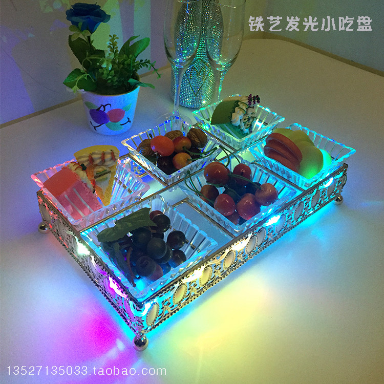 Bar Snack Dish Light Snack Snack Dish LED Charging Ktv Personality Snacks Creativity Metal Fruit Tray Rack