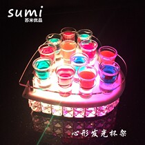 LED bar charging bullet cup holder Heart-shaped crystal creative beach cup luminous wine rack Colorful test tube cup holder