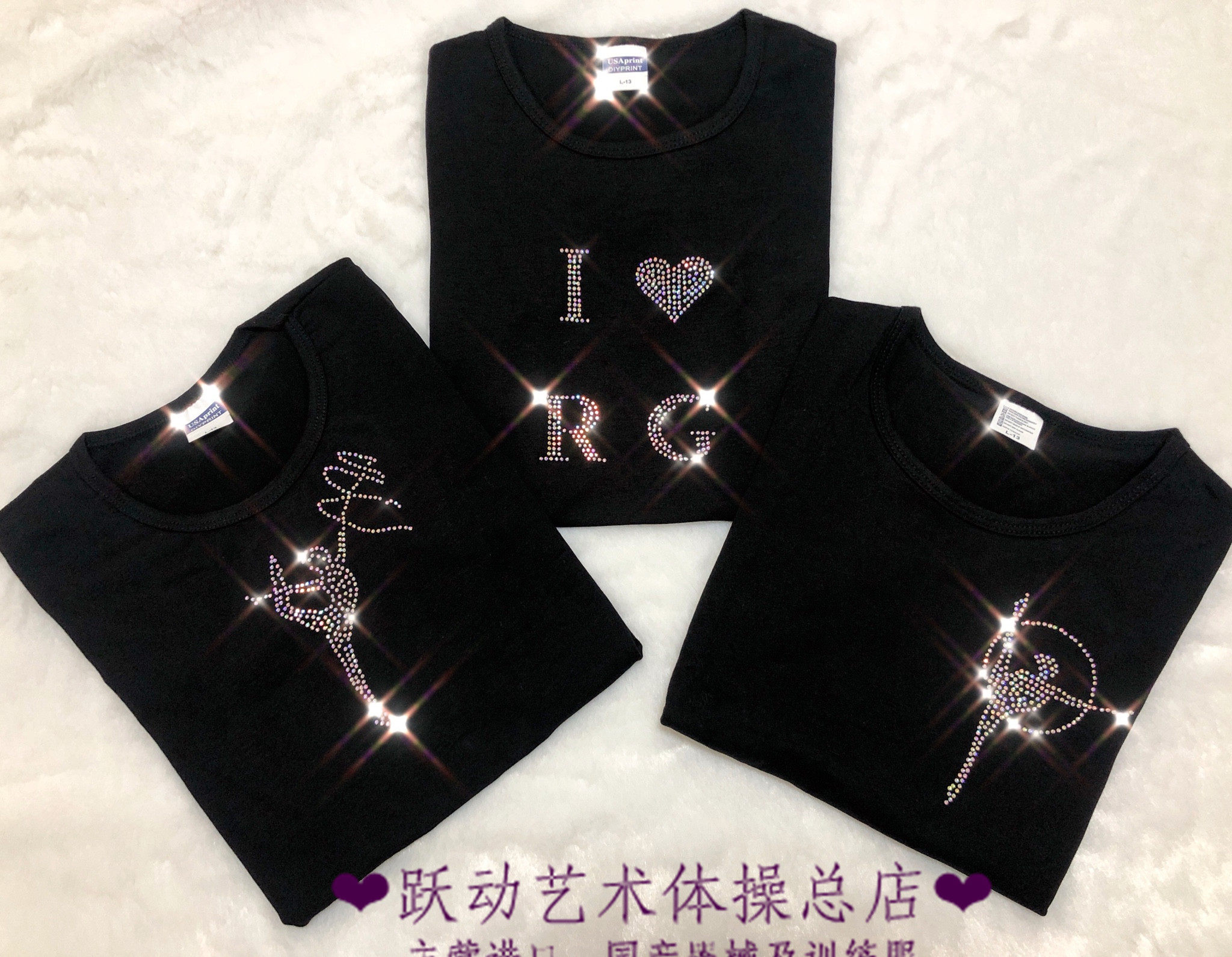 Jump rhythmic gymnastics customized! Imitation of Swarovski professional rhythmic gymnastics training short-sleeved new promotion