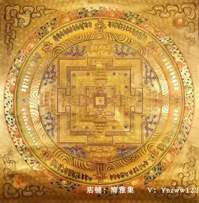 1 m gold foil Mandala time wheel Vajra Mandala Nepal pure hand-painted pure handmade thangka hanging Painting Town House