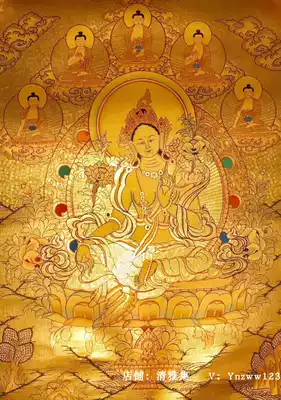 Gold foil Green mother medicine Buddha Nepal pure hand-painted pure hand-made Tibetan thangka hanging painting