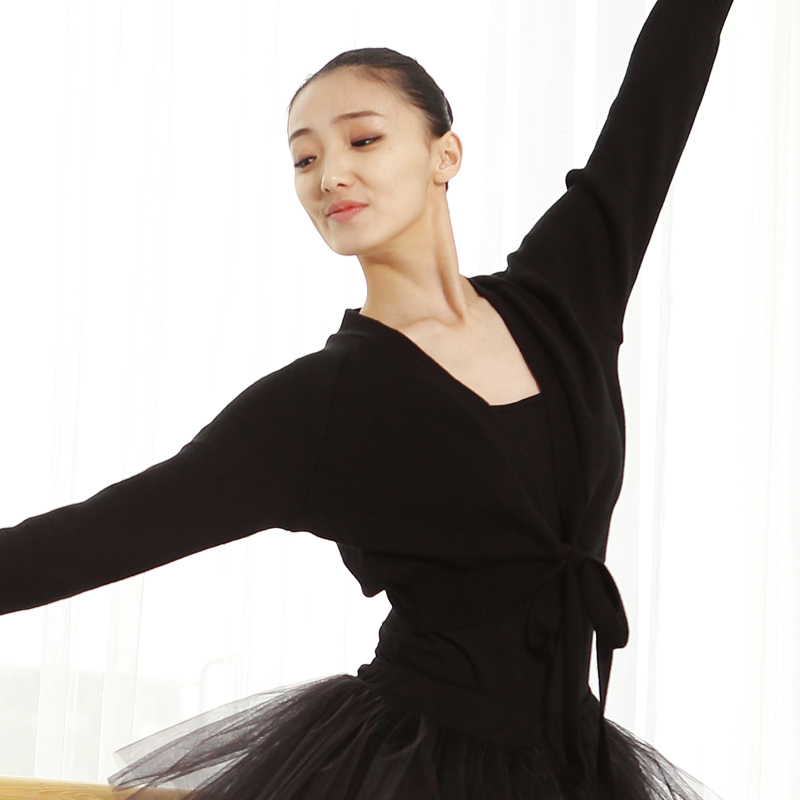 Dance Practice Sweater for Adults and Children, Ballet Clothing, Long-Sleeved Cardigan with Tie, Plus-Size Coat, Oversized Sweater