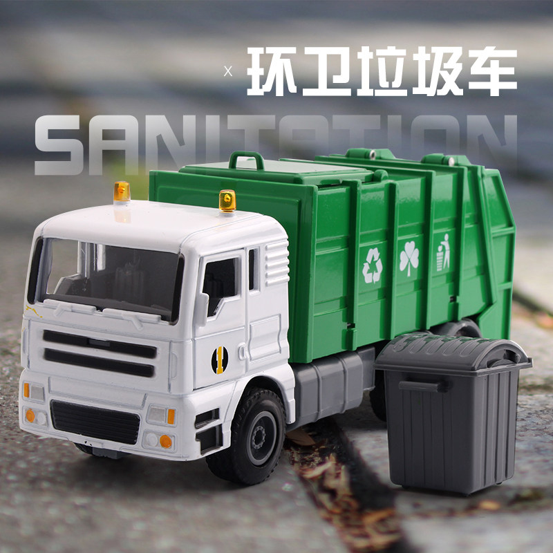 Alloy Engineering Car Trash Transporter Model Sanitation Car Clean Car Transporter Car Model Toy Car