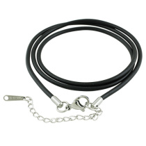 Non-faded titanium steel buckle necklace hanging rope black braided rope thickness silicone black leather rope male and female pendant matching chain