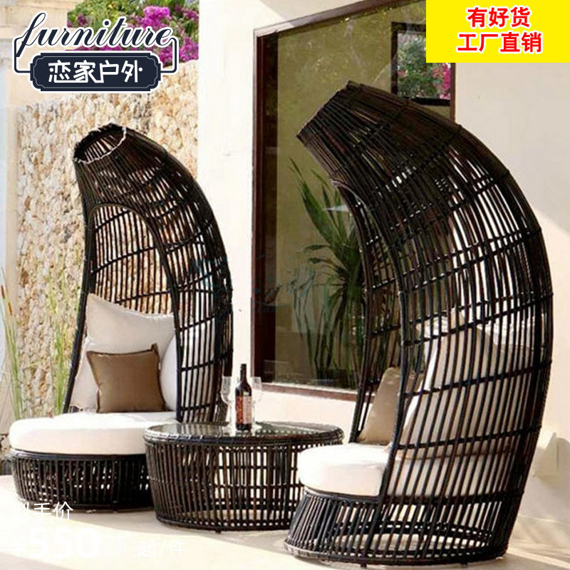 Imitation rattan table and chair leisure chair rattan chair coffee table hotel creative outdoor balcony three-piece combination rattan sofa chair
