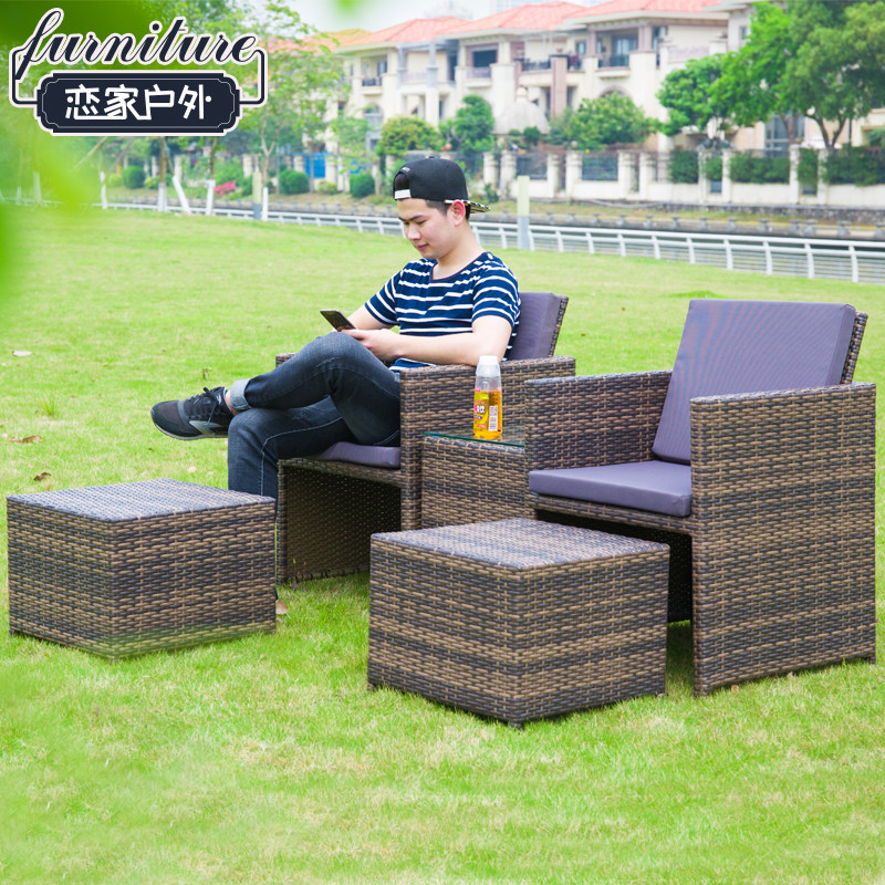 Rattan chair three-piece set outdoor table and chair balcony courtyard rattan art storage imitation rattan leisure table and chair combination rattan furniture