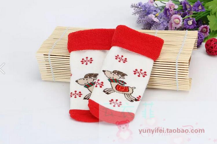 Vớ Giáng Sinh cho bé Mùa thu Mùa đông Không trơn ống dài bằng vải cotton dày terry Tất trẻ em trong nhà quần tất da chân dày đẹp cho bé gái