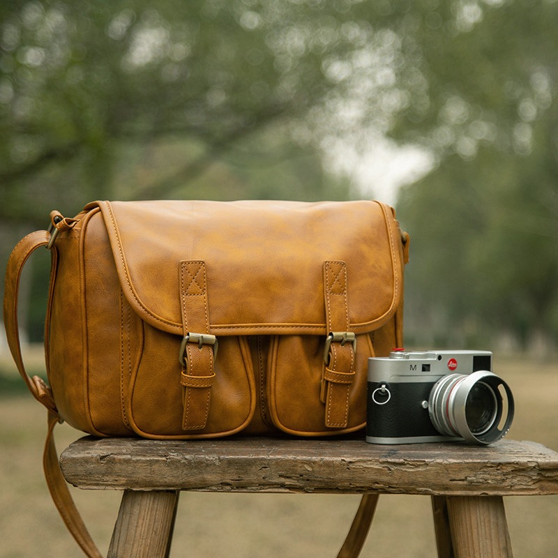 (Elephant Small Station) Retro waterproof imitation leather single shoulder photographic bag single anti-micro single digital retro art collection-Taobao