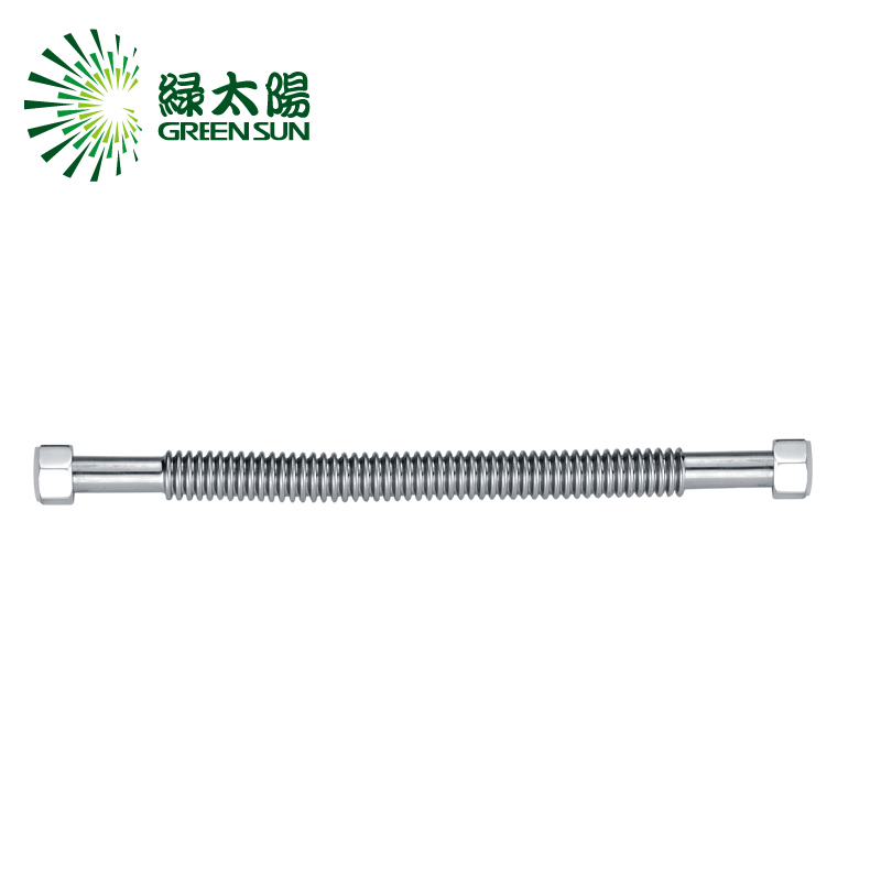 Green sun water intake hose hot and cold double hole sink surface basin tap water heater stainless steel bellows