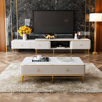 Tea combination of scalable TV cabinet marble light luxury advanced modern minimal small household tensile function cabinet