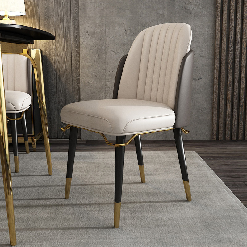 Post-modern light luxury dining chair combination dining room minimalist leather arterback stool upscale leisure negotiating chair