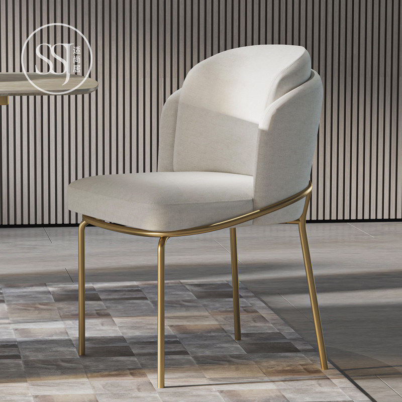 Light luxury Nordic household after modern minimal dining chair stool backnet red casual makeup chair fabric restaurant chair