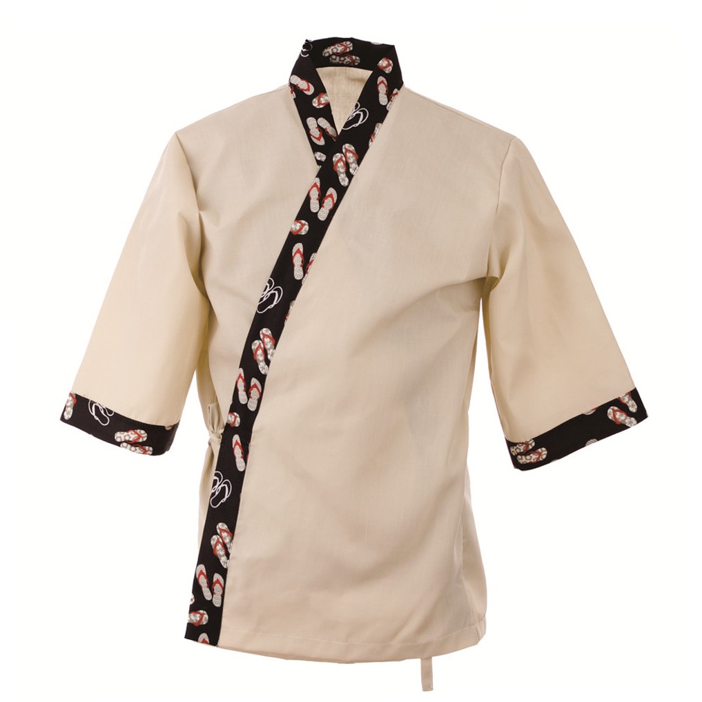 New wooden pattern Japanese and Korean sushi cuisine Japanese chef's work clothes men's and women's uniforms overalls