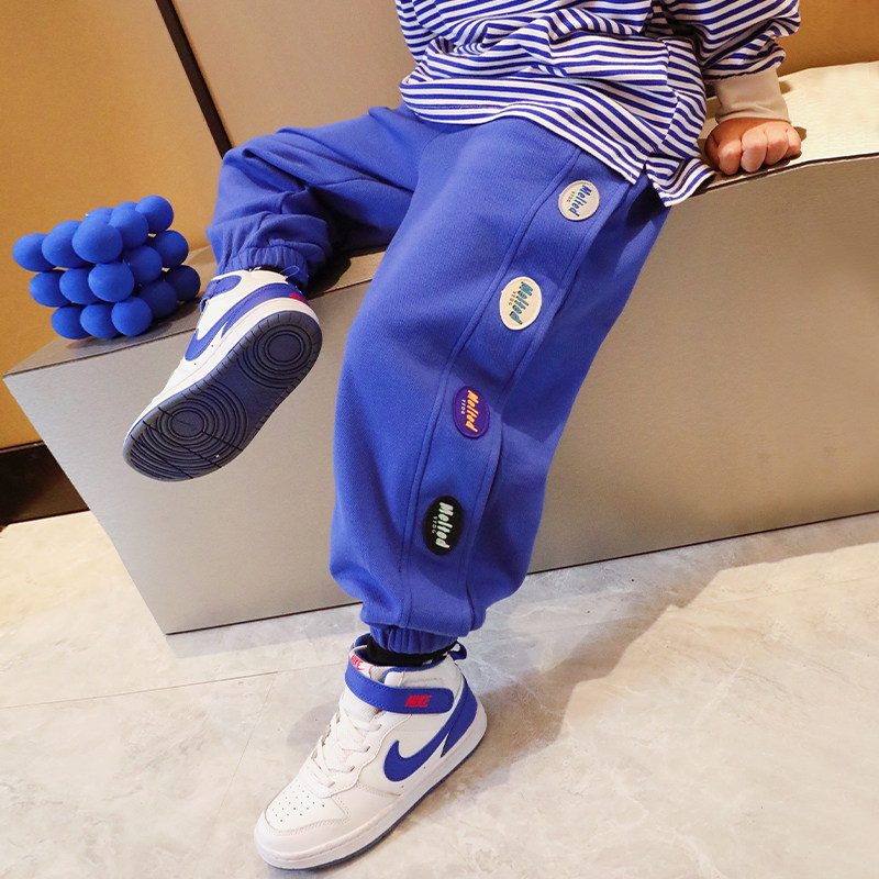 Small Crooked Boy Clothes 2022 Spring Autumn Season New Long Pants Baby Loose CUHK Boy Foreign Pie Children Casual Pants