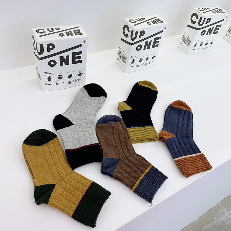 Small crooked children's knitting socks in autumn and winter 2022 new socks baby pure cotton pure coloured stockings