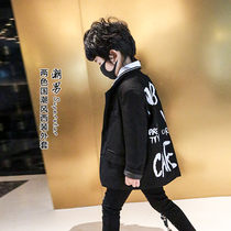 Small Crooked Children Clothing 2022 Spring New Boy Long Sleeve Small West Suit Children Personality Spring Dress Korean Version Letters Small Suits