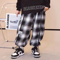 Boys 2022 Spring New Korean Style Baby Plaid Kids Casual Pants Middle Fashion Kids Pants