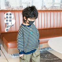 Small crooked boy clothes 2022 spring clothing new blouses CUHK Tong Wei clothes Baby pure cotton Leisure round collar T-shirt tide