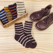 Small childrens clothing 2021 autumn new baby socks trend boy thick comb stripes spring and autumn boy socks