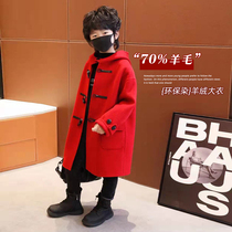 Small Crooked Boy Clothes 2021 Autumn Winter New Ocean Gas Children Long bifacial cashmere New Years dress New Years dress