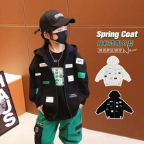 Small crooked boy clothes 2022 spring autumn season new blouse baby Han version CUHK child children even hat short jacket