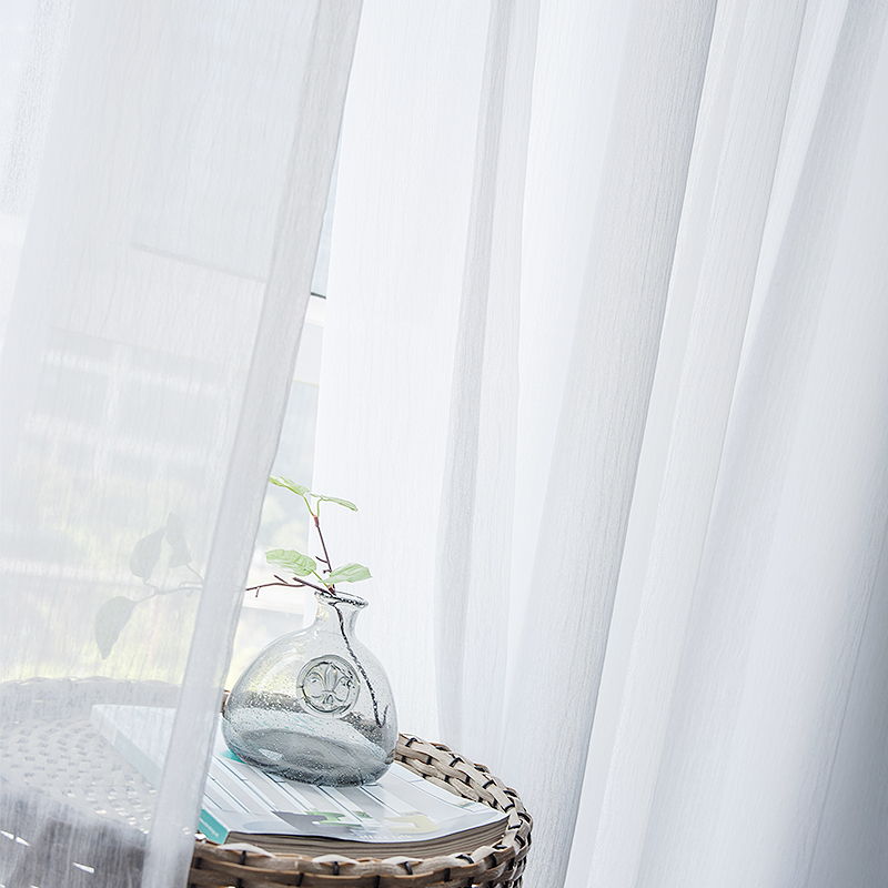 Curtain Yarn Curtain Yarn Curtain Pure Color White Sand Yarn Anti-mosquito Sunscreen Living-room Bedroom Floating Window Floor Window Customized Modern Brief