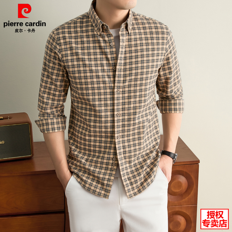 Pierre Cardin Genuine Double-Sided Velvet Plaid Shirt 2026 Autumn Men's Long-Sleeved Lapel Casual Versatile Shirt Pierre Cardin Genuine Double-Sided Velvet Plaid Shirt 2026 Autumn Men's Long-Sleeved Lapel Casual Versatile Shirt