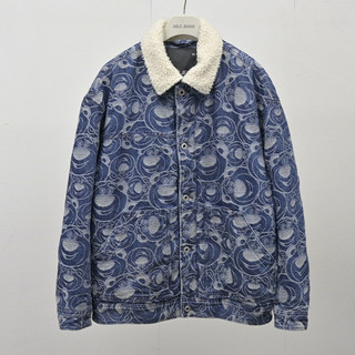 Raspberry bear co-branded women’s denim and lambswool cotton jacket
