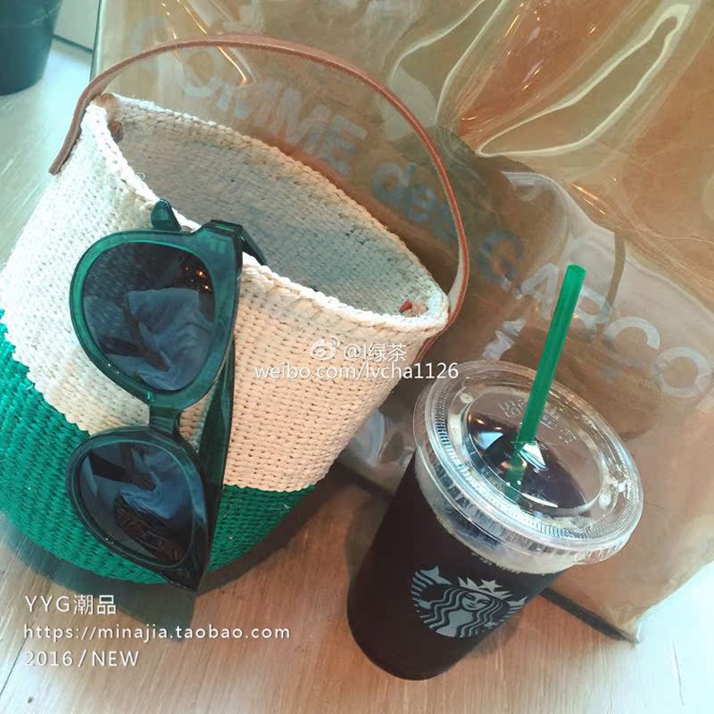 Kính râm Hàn Quốc Lin Yuner trà xanh với thẻ thủy tinh tròn gọng kính xanh đậm mắt mèo retro kính râm nữ kính chống tia uv
