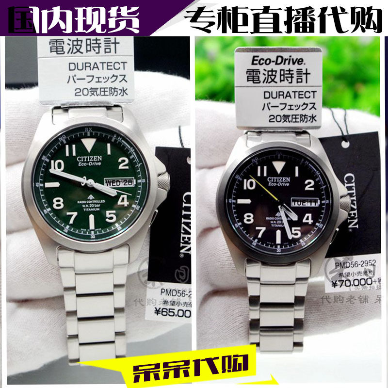 Citizen PMD56-2952 2951 Eco-kinetic Radio Wave Men's Watch Titanium 200m Water-resistant