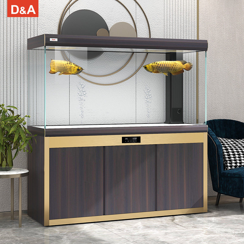 Decker ultra-white glass fish tank living room medium and large simple wood grain partition free-change water ecological aquarium goldfish tank