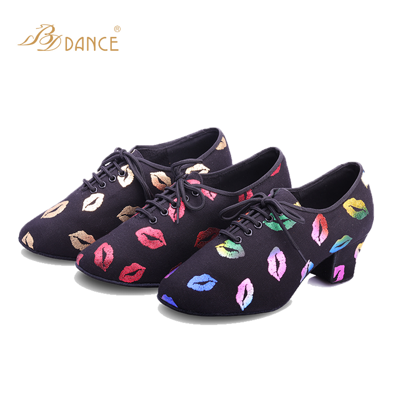 Betty Dance Shoes T1-B Adults Women Betty Latin Dance Shoes Two Points Soft Bottom Oxford Boumorden Dance Practice Shoes T1